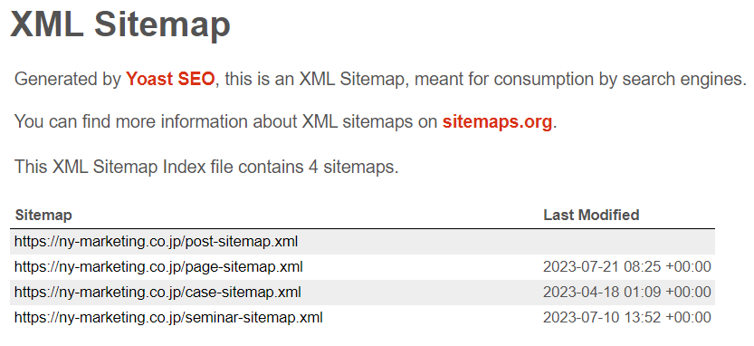 XMLサイトマップのキャプチャ画像